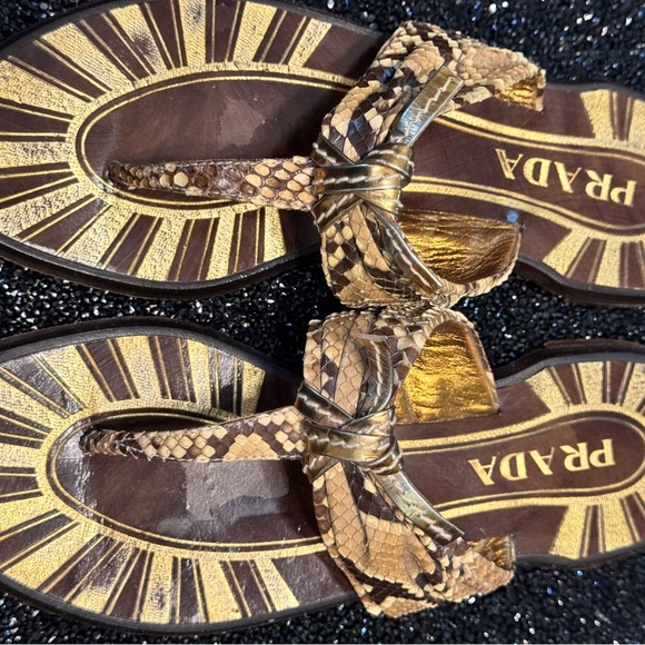 Prada Women's Gold and Brown Sandals - Picture 17 of 17